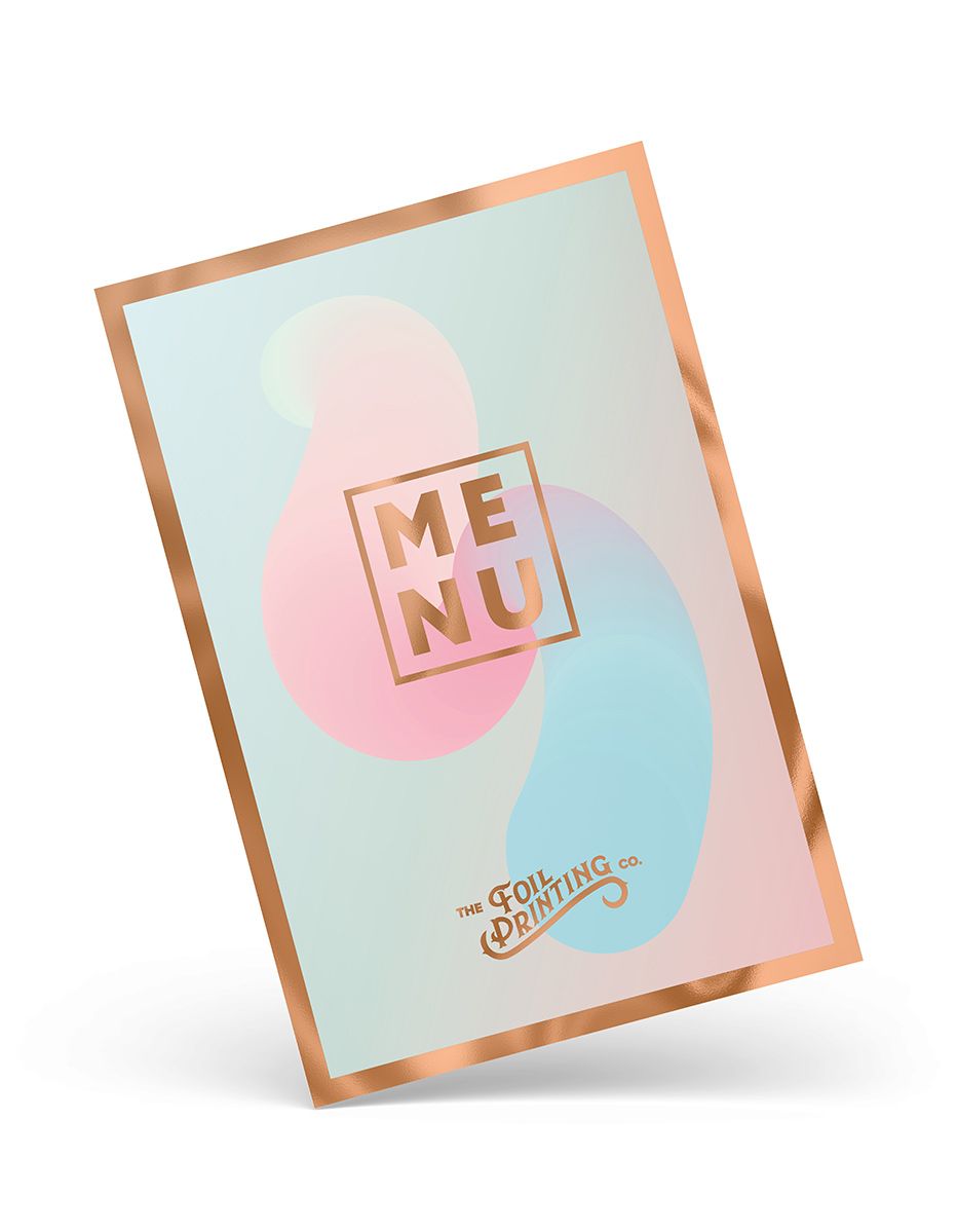 Metallic Copper Foil Menu Angled