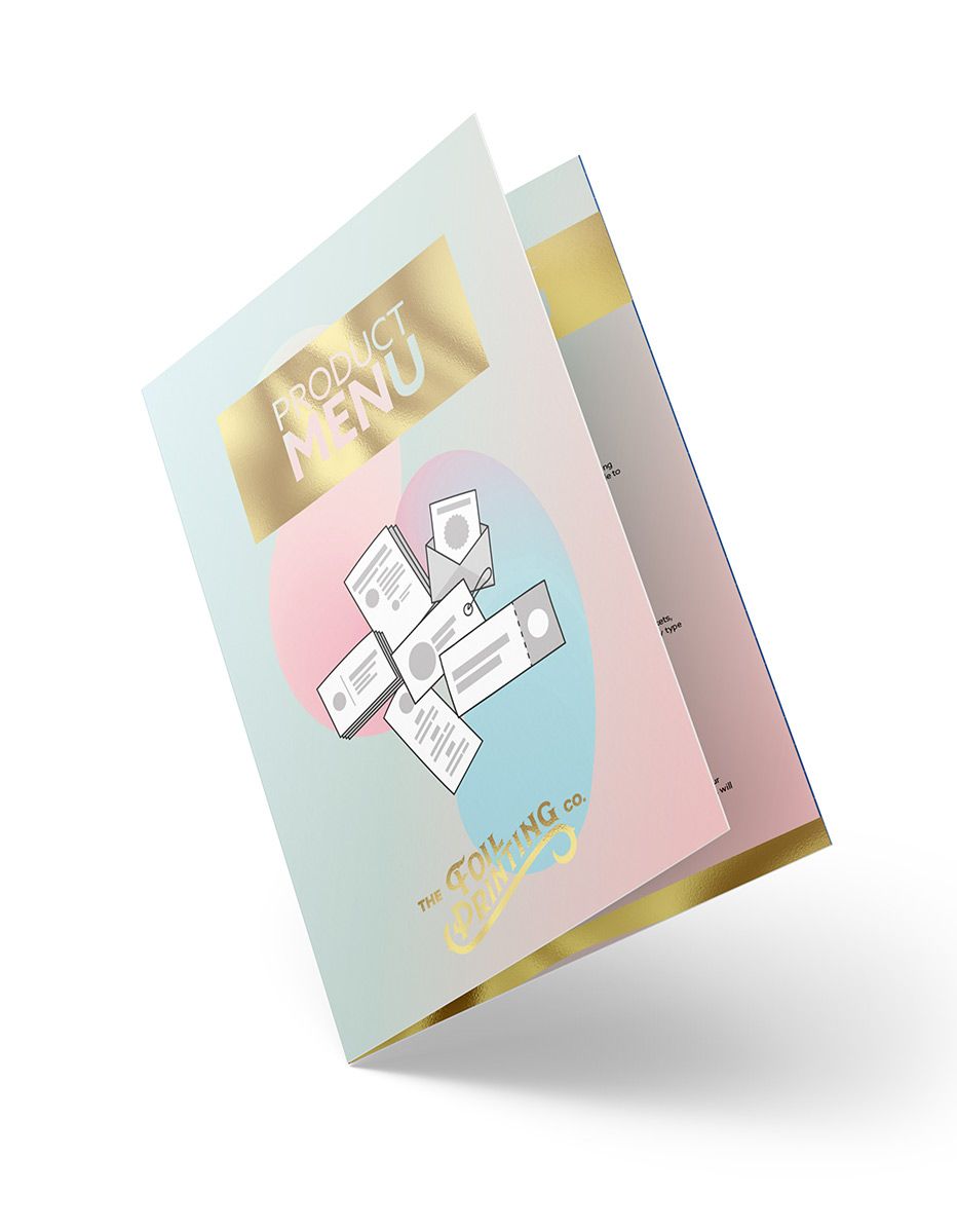 Metallic Gold Foil Folded Menu Front