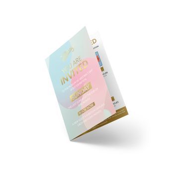 Metallic Foil Folded Invite Gold