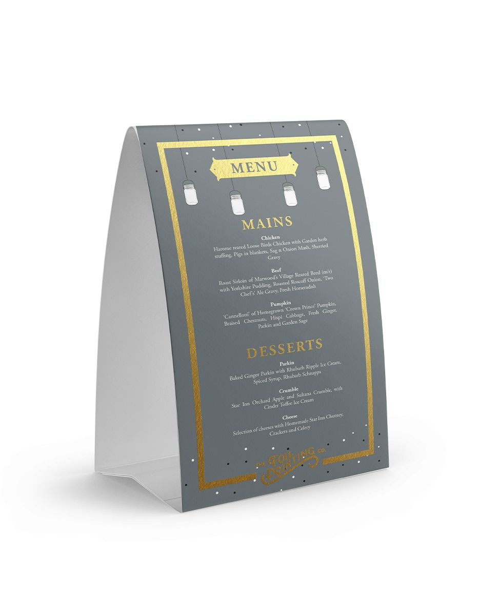 Metallic Gold Foil Tent Cards Front
