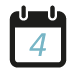 A calendar icon featuring a black outline, representing dates, scheduling, or time management functionality.