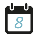 A calendar icon featuring a black outline, representing dates, scheduling, or time management functionality.
