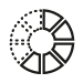 A circular loading spinner icon featuring dotted segments and black outline, representing custimisation options.